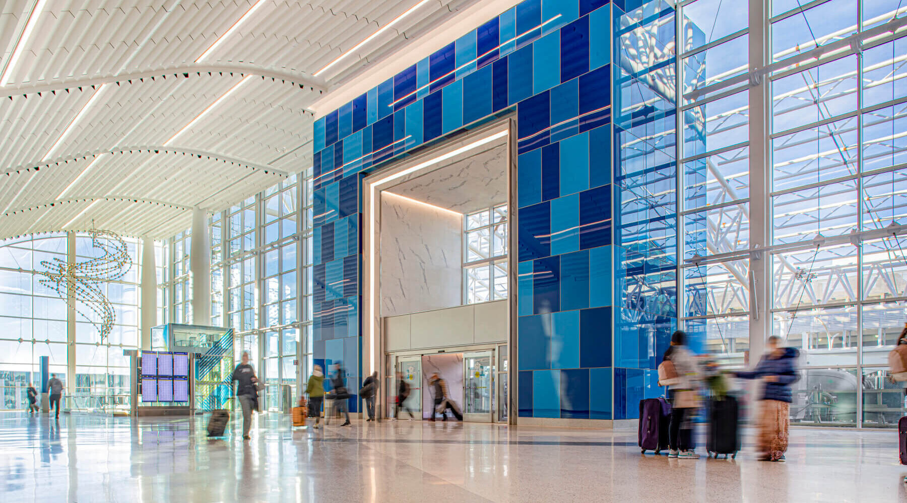 Expanded Charlotte Douglas International Airport terminal lobby